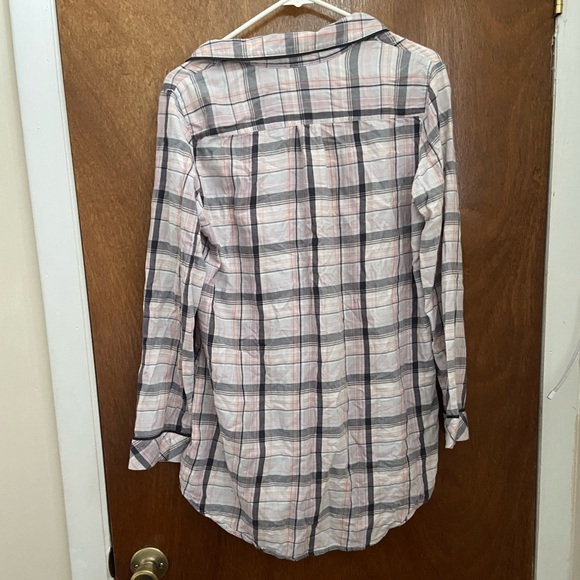 Victoria's Secret Plaid Button-Up Shirt - Pink, Black, Gray - Picture 3 of 3